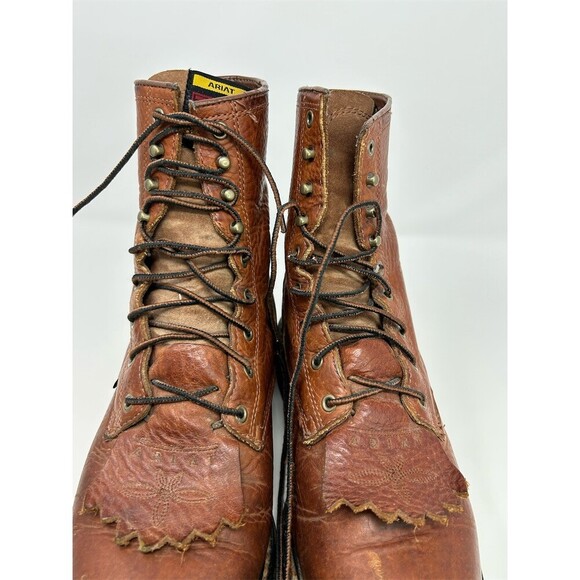 Ariat Cascade 8 Lace-Up Work Boots Mens Brown Leather Kiltie Lug Sole Size 9 EE main image 13
